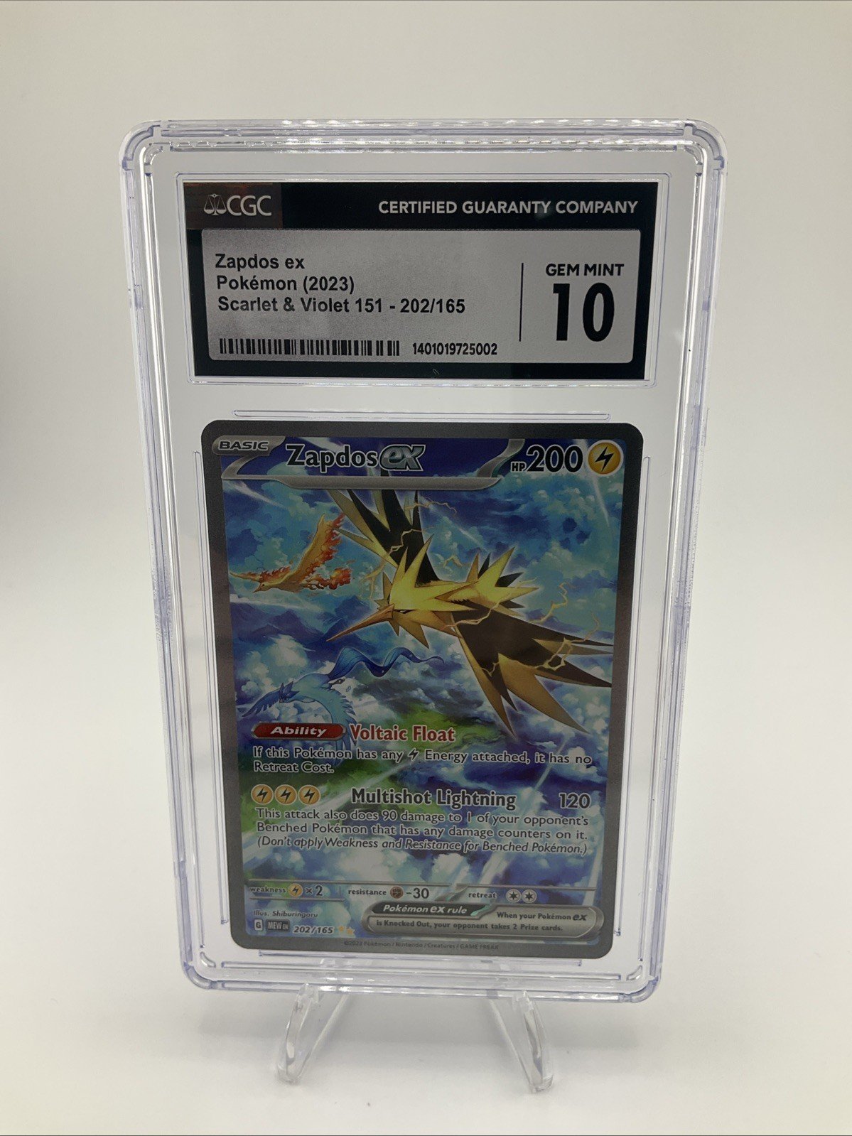 Zapdos EX 202/165 CGC 10 Special Illustration Rare Pokémon 151 Card
