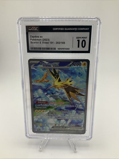 Zapdos EX 202/165 CGC 10 Special Illustration Rare Pokémon 151 Card