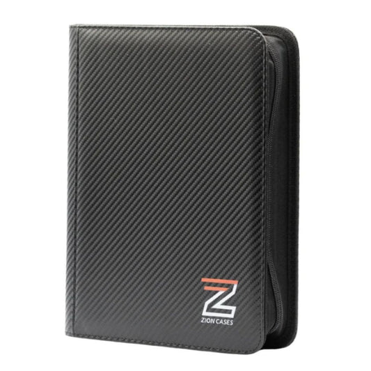Zion Cases Carbon Texture Toploader Binder Black 4 Pocket Trading Card Album