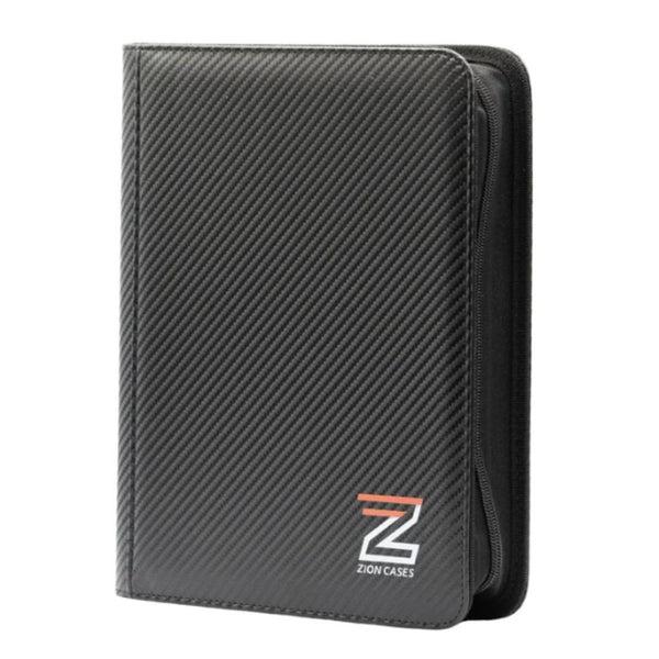 Zion Cases Carbon Texture Toploader Binder Black 4 Pocket Trading Card Album