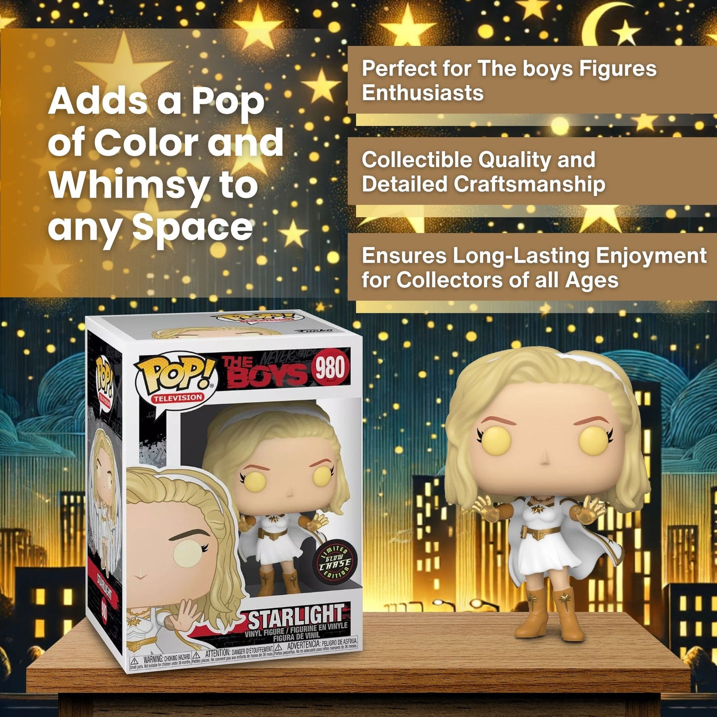 Starlight Funko Pop! Television The Boys - Glow Chase Limited Edition Vinyl Figure #980 with Display Box Protector Case