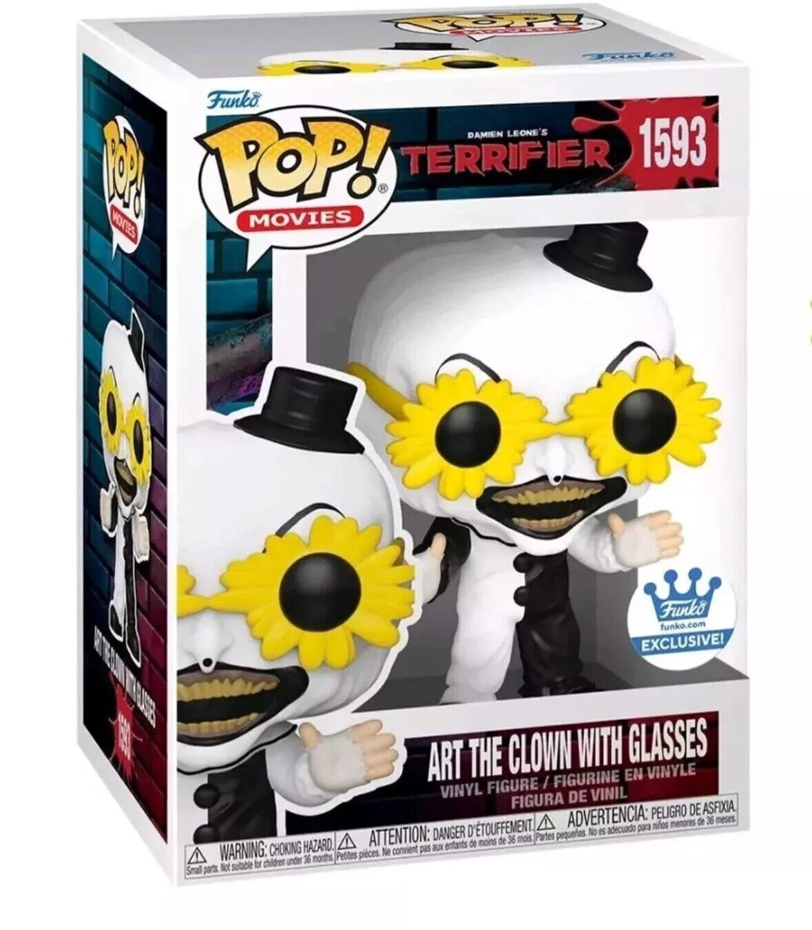 Art The Clown with Glasses Funko Pop! Movies: Damien Leone's Terrifier  - Horror Exclusive Vinyl Figure #1593 with Window Display Box