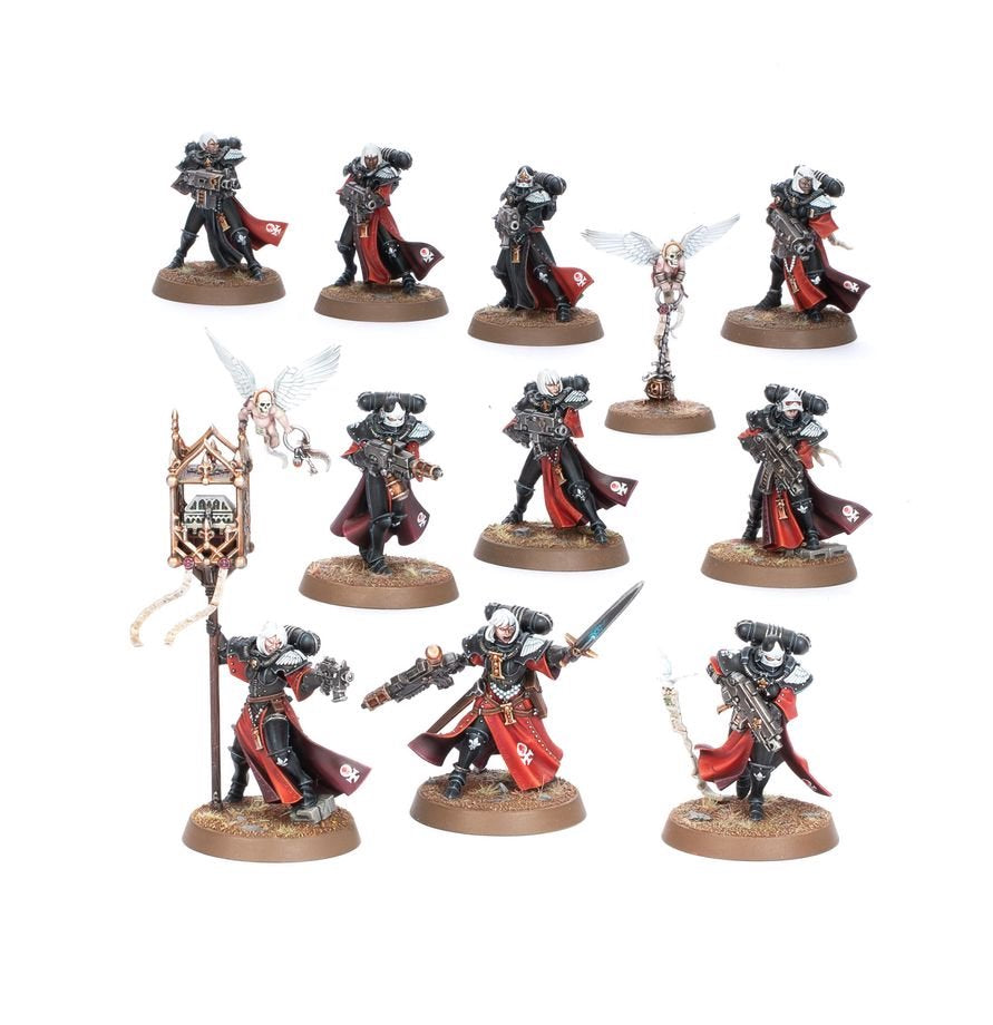 Warhammer 40K Adepta Sororitas Battle Sisters Squad Miniatures Set, Builds 10 Battle Sisters or Dominion Squad, Citadel Plastic Models with Custom Weapons & Transfer Sheet