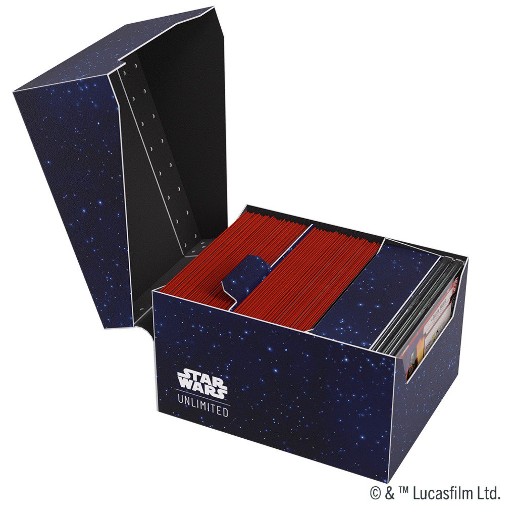Star Wars Unlimited Twin Suns Soft Crate Card Back Blue, Officially Licensed Deck Box with Token Box and 2 Slide Card Cases, Holds Double-Sleeved Cards, Gamegenic