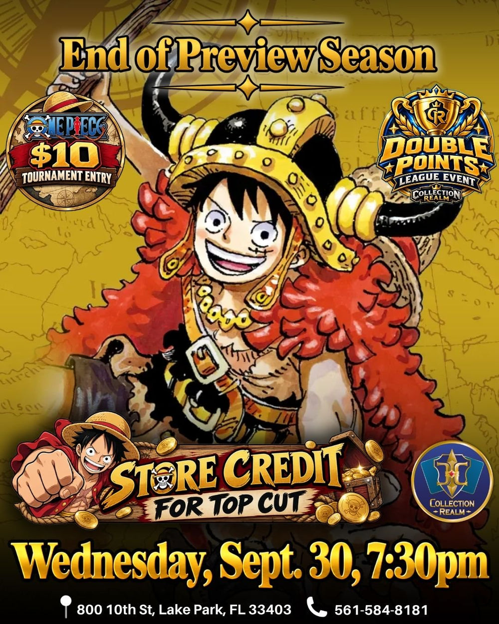 One Piece Double Points League Event – September 30, 2026 (Wednesday 7:30 PM)