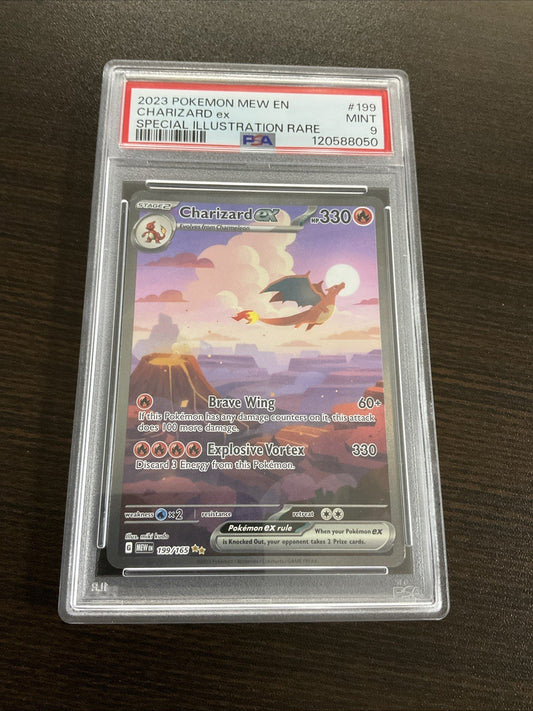 2023 POKEMON MEW EN-151 SPECIAL ILLUSTRATION RARE #199 CHARIZARD EX PSA 9