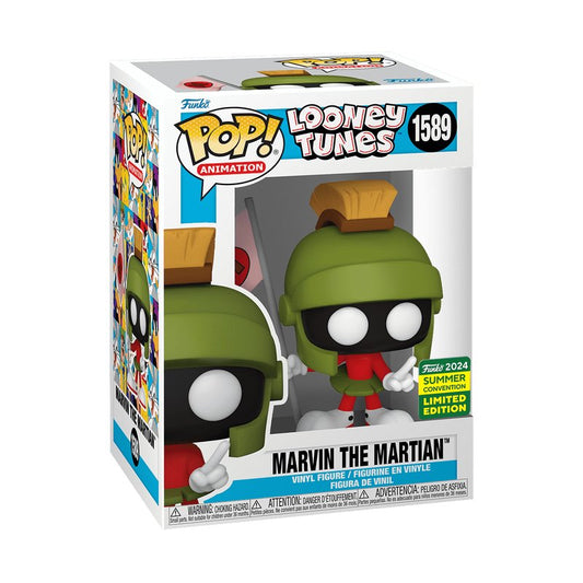 Marvin The Martian with Martian Flag Funko Pop! Animation Looney Tunes - 2024 SDCC Shared Sticker (Summer Convention Exclusive) Limited Edition - Approx. 3.75" Collectible Vinyl Figure #1589 with Window Display Box