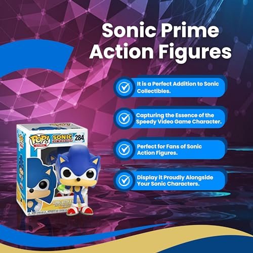 Sonic with Emerald Funko Pop! Games Sonic The Hedgehog - Vinyl Figure #284 with Display Box Protector Case