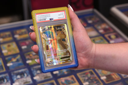 ER Bumper Slab PSA Gradient Yellow Blue Glitter Protective Case | Shockproof Edge Guard | Lightweight Durable Card Slab Protector for Trading Card Collectors Display (PPRE-ORDER JUNE)