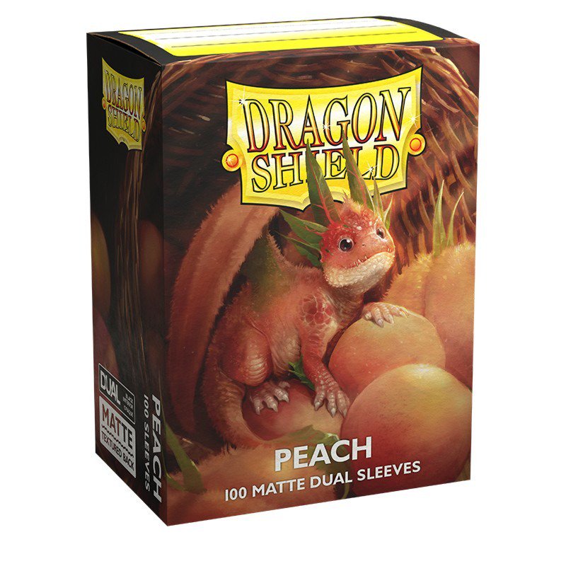 Dragon Shield Dual Matte Sleeves Peach 100 Count – Standard Size Card Sleeves with Clear Front, Matte Textured Back, Black Interior, Opaque Protection for MTG, Pokémon, Lorcana & TCG Cards (PRE-ORDER)