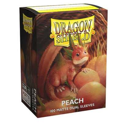 Dragon Shield Dual Matte Sleeves Peach 100 Count, Standard Size TCG Card Sleeves with Clear Front, Matte Textured Back & Black Interior for MTG, Pokémon, Lorcana and Trading Cards