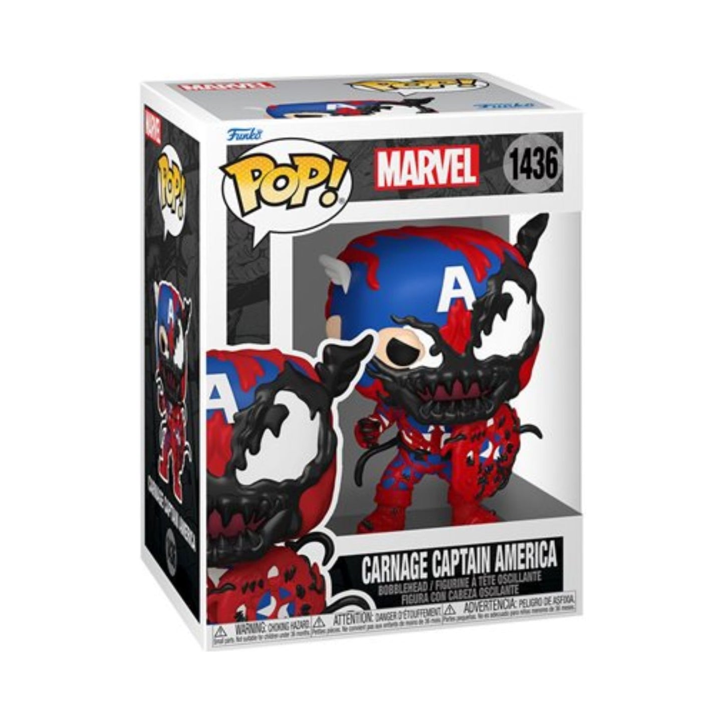 Carnage Captain America Funko Pop! Marvel - Approx. 3 3/4" Collectible Vinyl Figure #1436 with Display Box Protector Case