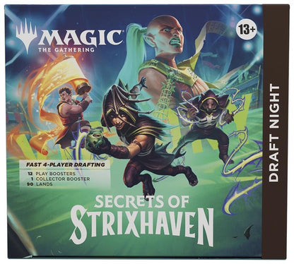 Magic: The Gathering Secrets of Strixhaven Draft Night Box | 12 Play Boosters + 1 Collector Booster | MTG SOS Pick-Two Draft Set for 4 Players (PRE-ORDER APRIL)