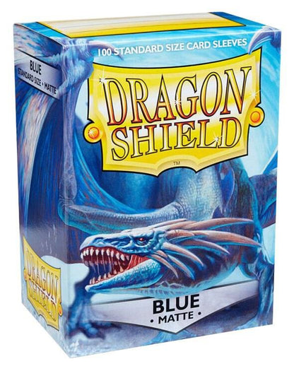 Dragon Shield Matte Blue 100ct standard size textured Pokémon card sleeves and MTG sleeves