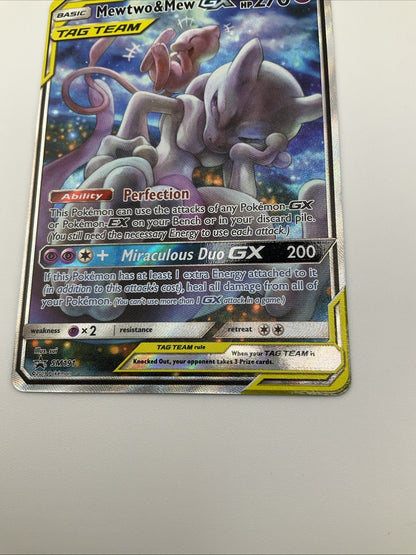 Pokemon Mewtwo and Mew GX SM191 Promo Tag Team 2019 Sun & Moon LP Condition