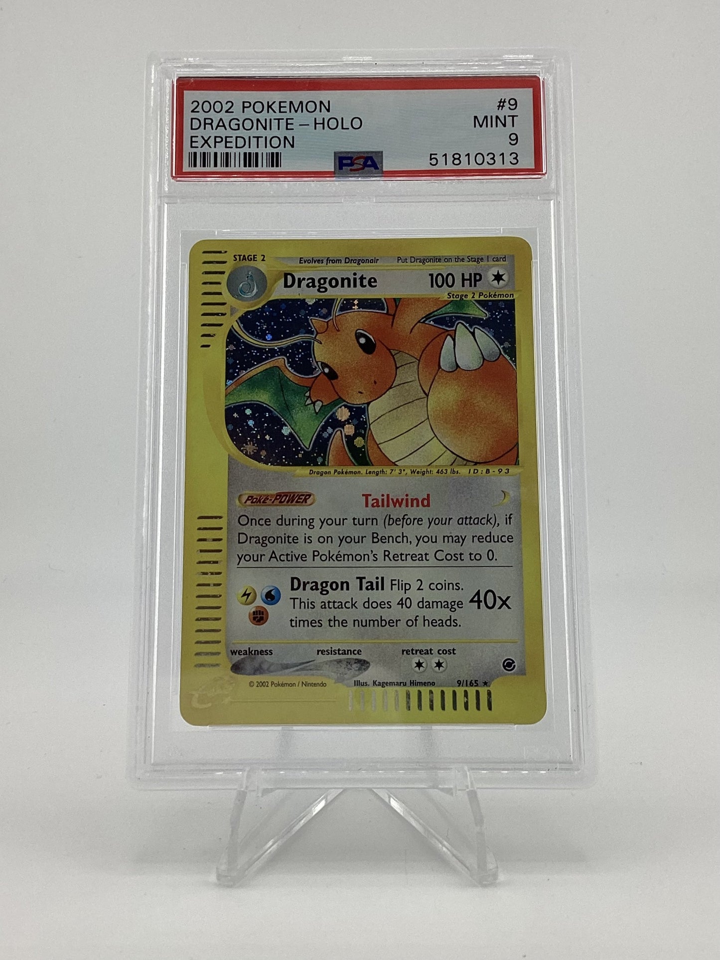 Pokémon 2002 Dragonite Holo #9 Expedite PSA 9 - Mint