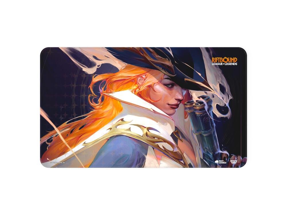 Riftbound League of Legends Miss Fortune card game playmat with character artwork.