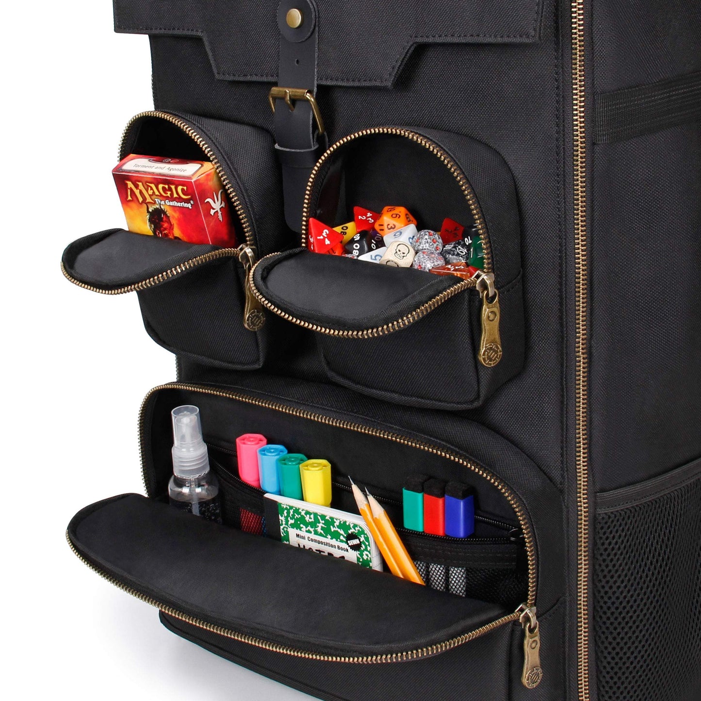 ENHANCE Board Game Backpack - Reinforced Rigid Board Game Storage with Padded Shoulder Straps, Carrying Handle, and Accessories Pockets for Dice, Cards, More - Fits and Protects Tabletop Adventures