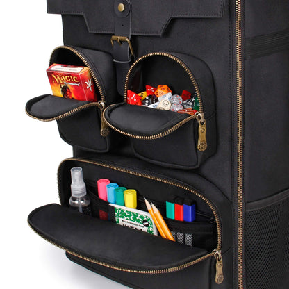 ENHANCE Board Game Backpack - Reinforced Rigid Board Game Storage with Padded Shoulder Straps, Carrying Handle, and Accessories Pockets for Dice, Cards, More - Fits and Protects Tabletop Adventures