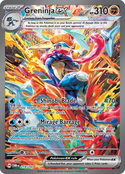 Pokémon TCG Twilight Masquerade Holo - Greninja ex 214/167 LP