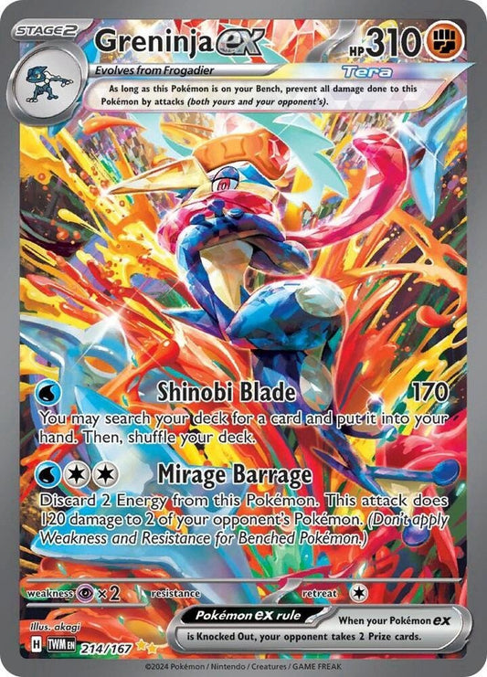 Pokémon TCG Twilight Masquerade Holo - Greninja ex 214/167 LP