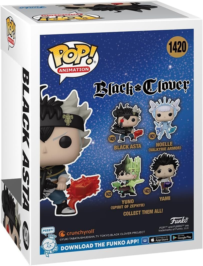 Black Asta Funko Pop! Animation Black Clover - Vinyl Figure #1420 with Display Box Protector Case