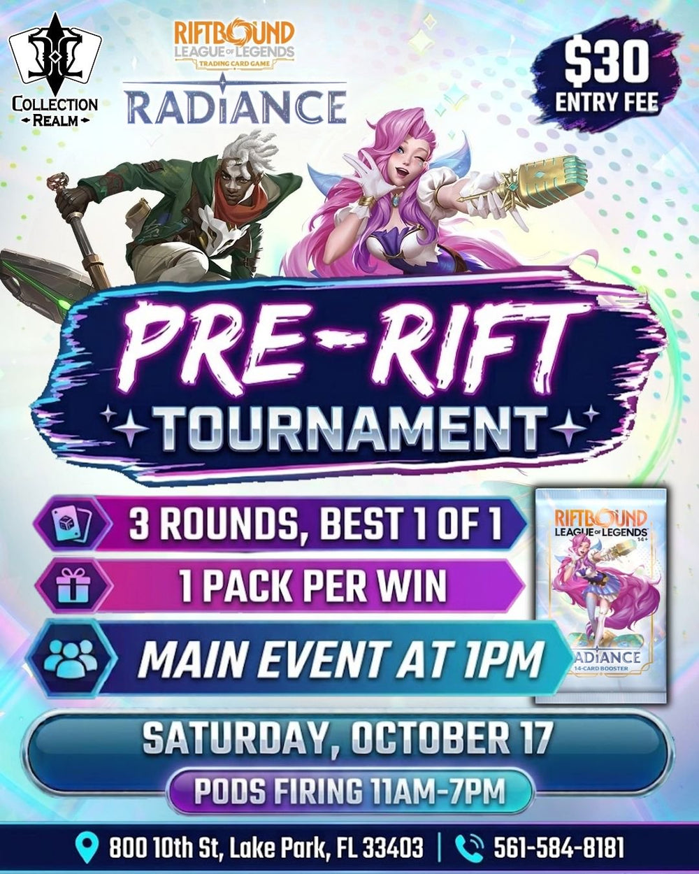 Riftbound Pre-Rift Tournament – October 17 2026 (Saturday 11AM–7PM)