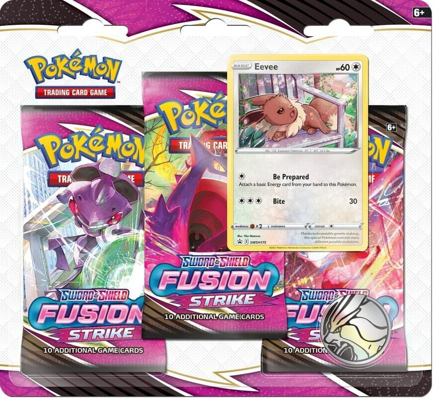 Pokemon TCG Sword and Shield Fusion Strike 3 Pack Blister Booster Packs Promo Card