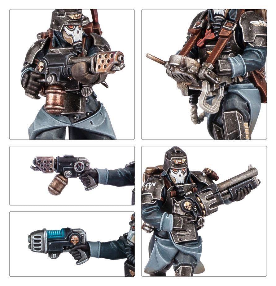 Warhammer 40,000 Astra Militarum Death Korps of Krieg Combat Engineers Set – 5+1 Plastic Miniatures Kit with Customisable Weapons, Remote Mine, Transfer Sheet, Citadel Bases (PRE-ORDER)