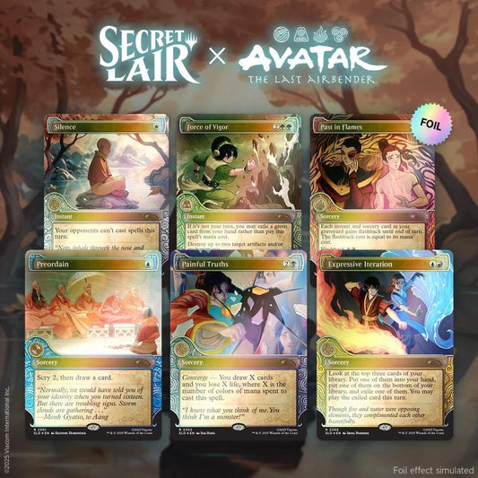 MTG Secret Lair x Avatar The Last Airbender One with the Elements Rainbow Foil card sealed.