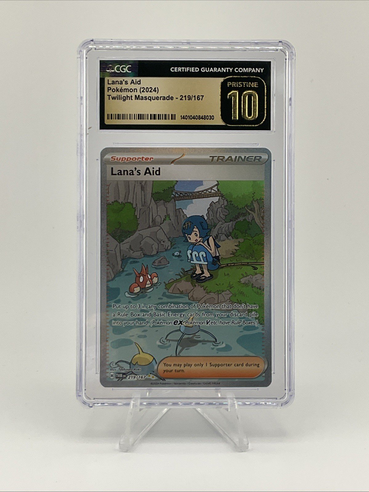 Pokemon TCG: 2024 Twilight Masquerade Lana's Aid SIR 219/197 CGC Pristine 10