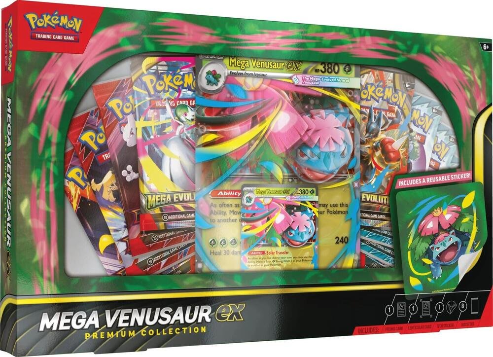 Pokemon Mega Venusaur ex Premium Collection box with booster packs and promo card