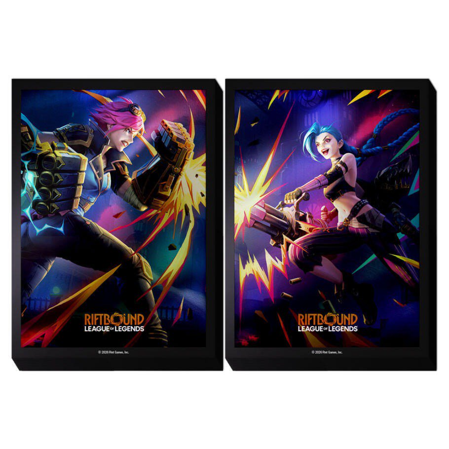 Riftbound: League of Legends Sleeves – Vi vs Jinx Card Sleeves | Official Vendetta Deck Protector Sleeves | 100 Standard Size Trading Card Sleeves | 50 Vi & 50 Jinx Art Sleeves (PREORDER - Release Date August 2026)