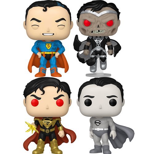 DC Comics Shield Through the Ages Funko Pop! Heroes - Set of 4 (Superman Blackest Night #000, Superman Fall of Sinestro #000, Superman '50 #000, and Golden Age Superman #000) Collectible Vinyl Figures - Estimated Arrival: Nov. 2025 (PRE-SALE)