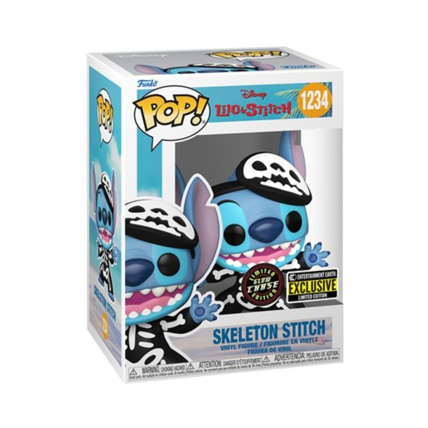 Skeleton Stitch Funko Pop! Disney Lilo and Stitch - Glow-in-The-Dark Chase Limited Edition Vinyl Figure #1234 with Display Box Protector Case