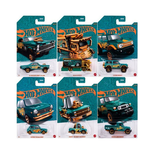 Hot Wheels 56th Anniversary Pearl and Chrome 2024 Complete Set with Chase Variant Raijin Express - Set of 6