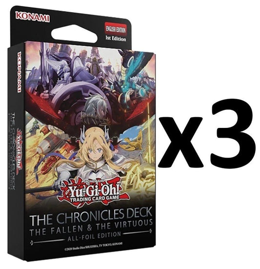 Yu-Gi-Oh! TCG The Chronicles Deck 3-Pack - The Fallen & The Virtuous All-Foil Edition | Collectible Trading Cards, Card Deck Set for Card Game & TCG Collectors