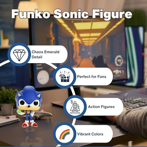 Sonic with Emerald Funko Pop! Games Sonic The Hedgehog - Vinyl Figure #284 with Display Box Protector Case