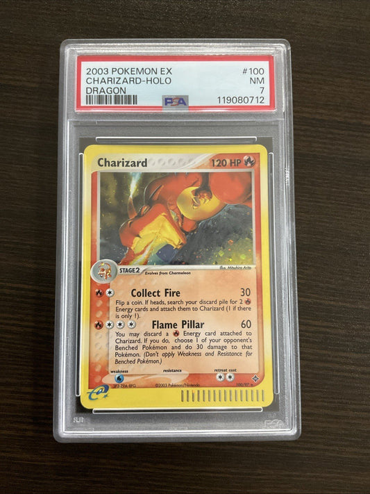 2003 Charizard #100 Charizard-Holo ex Dragon PSA 7 NM Pokemon Graded