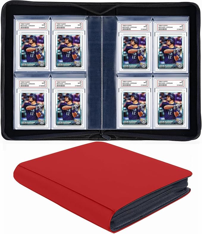Superaimi 40 Pocket Graded Card Binder Red 10 Pages 4 Pockets Per Page