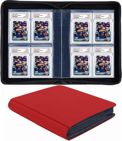 Superaimi 40 Pocket Graded Card Binder Red 10 Pages 4 Pockets Per Page