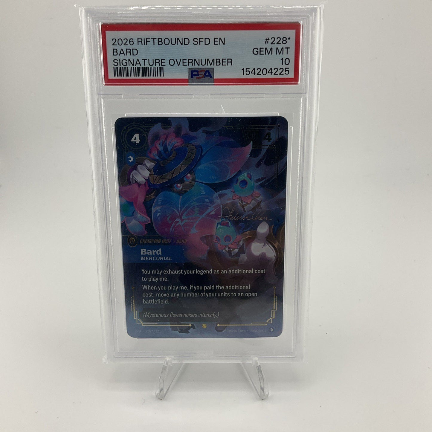 2026 RIFTBOUND SFD-SPIRITFORGED #228* BARD - MERCURIAL PSA 10 SIGNATURE