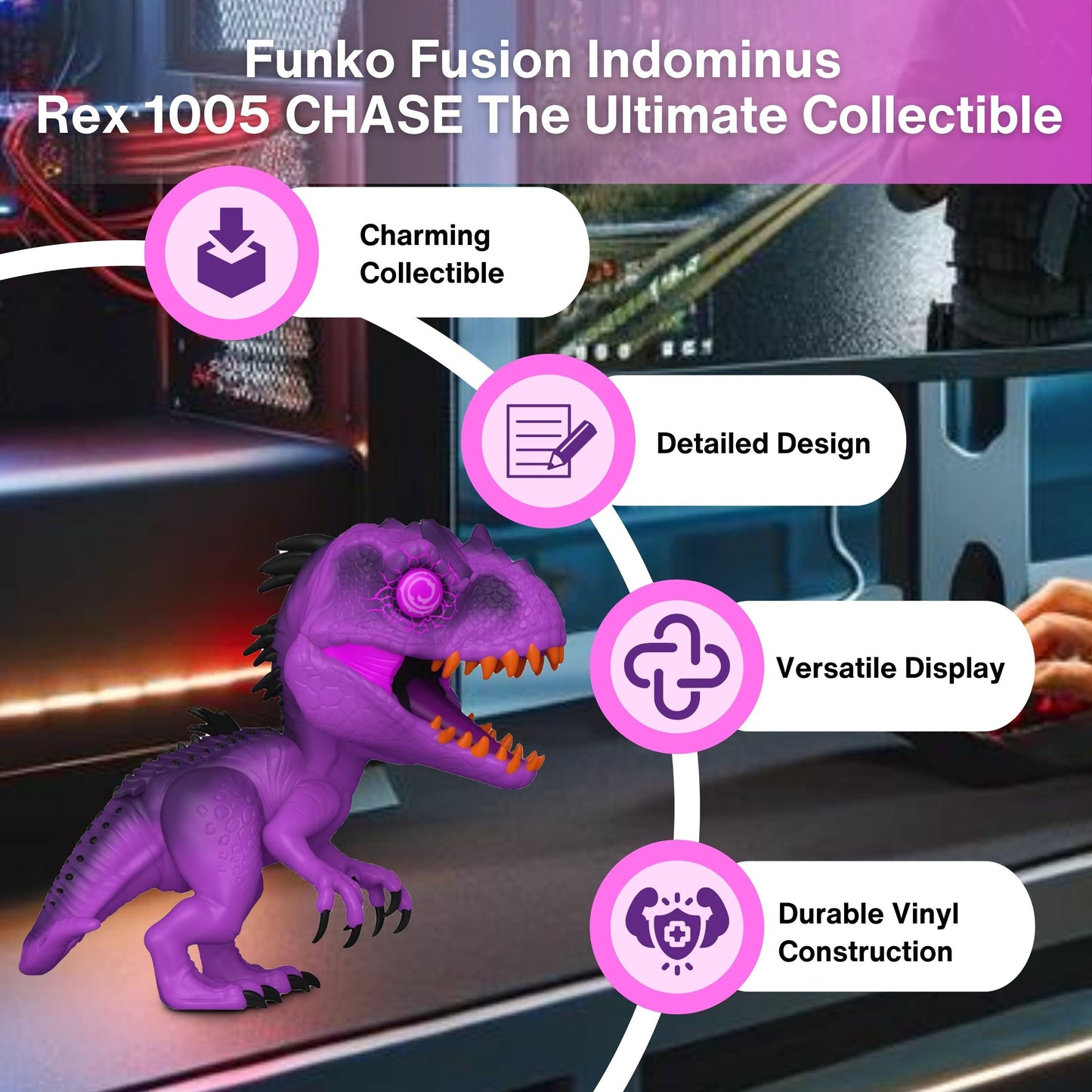 Indominus Rex Funko Pop! Games Funko Fusion: Jurrasic Park with Exclusive In-Game Item Code - Collectible Chase Limited Edition Vinyl Figure #1005 with Window Display Box