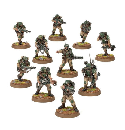 Warhammer 40,000 Astra Militarum Cadian Shock Troops – 10 Plastic Miniatures with Custom Weapons, 20+ Heads, Transfer Sheet & Bases for Astra Militarum Army Building (PRE-ORDER)