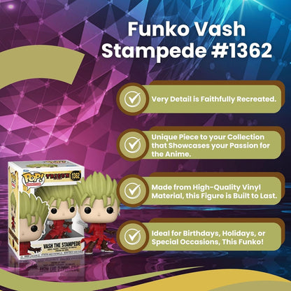 Vash The Stampede Funko Pop! Animation Trigun - Vinyl Figure #1362 with Display Box Protector Case