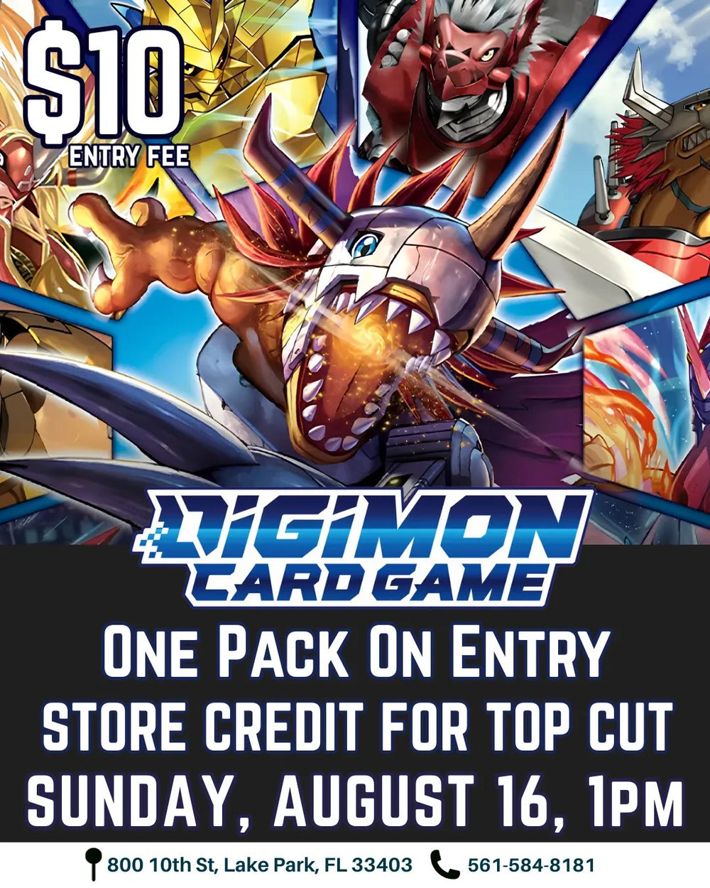 Digimon Card Game Tournament – August 16, 2026 (Sunday 1:00 PM)