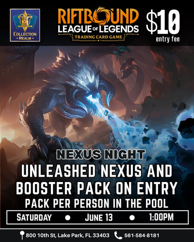 Riftbound LoL TCG Nexus Night Tournament – June 13, 2026 (Saturday 1PM)