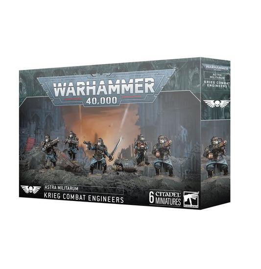 Warhammer 40,000 Astra Militarum Death Korps of Krieg Combat Engineers Set – 5+1 Plastic Miniatures Kit with Customisable Weapons, Remote Mine, Transfer Sheet, Citadel Bases (PRE-ORDER)