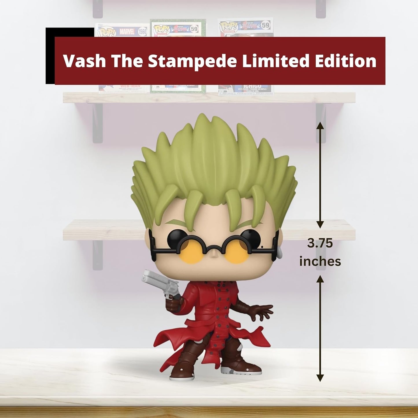 Vash The Stampede Funko Pop! Animation Trigun - Chase Limited Edition Vinyl Figure #1362 with Display Box Protector Case