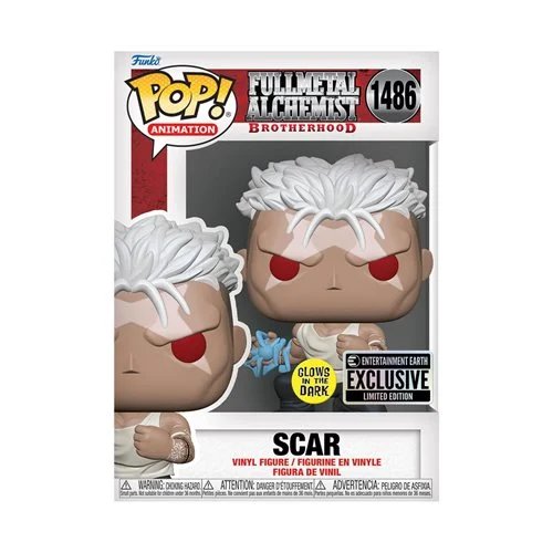 Scar Funko Pop! Animation Fullmetal Alchemist Brotherhood - Approx. 3 1/2" Collectible Glows In The Dark Entertainment Earth Exclusive Limited Edition Vinyl Figure #1486 with Display Box Protector Case